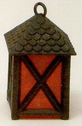 Kunststoff-Laterne schwarz, Glas rot, 4 cm