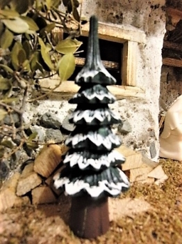 Tannenbaum, grün mit Schnee, 12 cm 