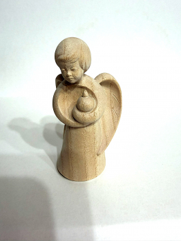 Schutzengel mit Kerze, 9 cm, ESCHE Naturholz