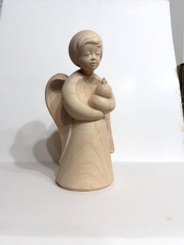 Schutzengel mit Kerze, 18 cm, ESCHE Naturholz