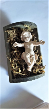 Einzelstück Kostner Jesukind Natur + Wiege rustikal