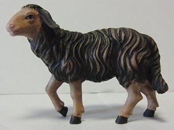 Kostnerkrippe:   Schaf stehend, Kopf nach oben, schwarz
