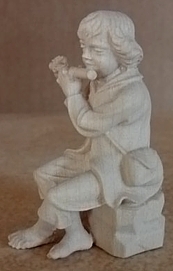Junge mit Flöte zur ALRA-Krippe, 10 cm Figurengröße, NATUR