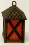 Kunststoff-Laterne schwarz, Glas rot, 4 cm