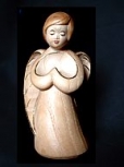 Schutzengel betend, 12 cm, gebeizt, Goldkante