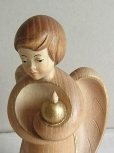 Schutzengel mit Kerze, 9 cm, Esche gebeizt Goldkante